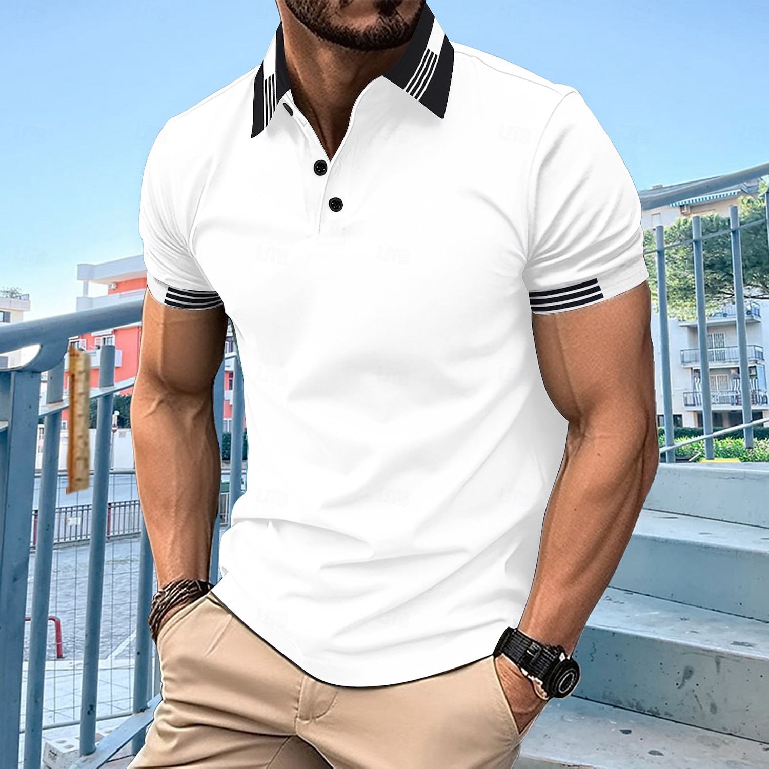 Herre Polo Business Polo Virksomhet Avslappet Knaphul Klassisk Kortermet Fargeblokk Lapper Knapper Sommer Vår & Vinter Sjø blå Svart Hvit Rød Mørkeblå Grå Polo 2025 - $17.99 –P1