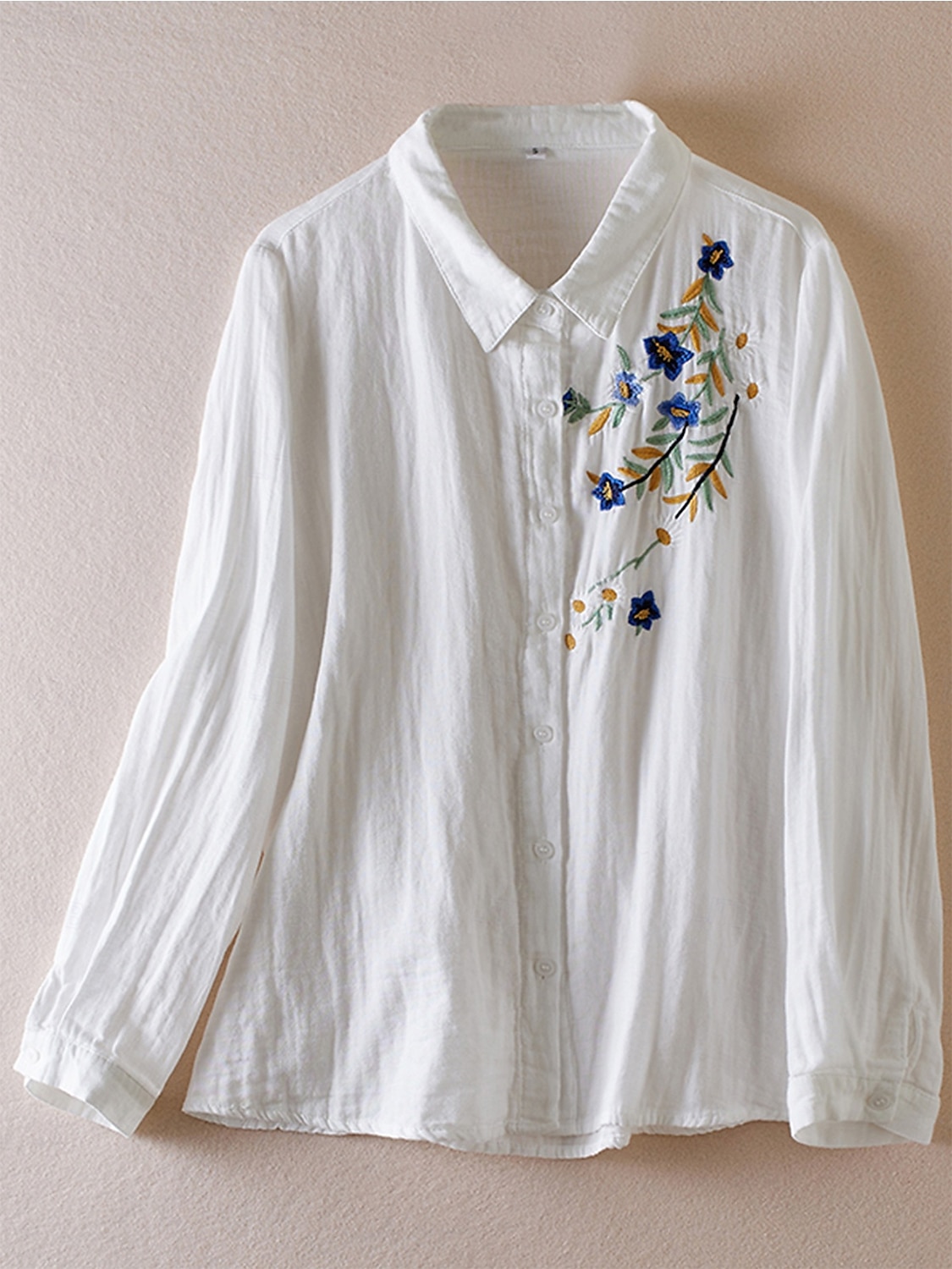 Női Boho ing Napi Stílusos Modern Virágos Virág Normál felsők Hosszú ujj Püspök Szögletes Hímzett Előírásos öltözék Bálint nap Munka Napi Fehér Tavasz, Ősz, Tél, Nyár 2025 - $28.99 –P1
