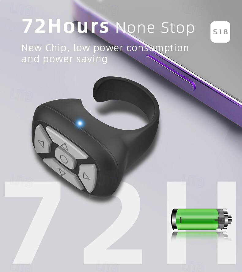 Smart Finger Ring Remote Control Novel Page Turning Shoot Mobile Phone10m Long Wireless Selfie Distance Ring Remote Controller 2025 - $18.99 –P10