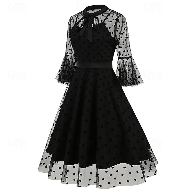 Elegantní Retro 50. léta Šaty Maškarní Výšivka Květiny Dámské Karneval Nový rok Plesová maškaráda Běžné / Denní loučení se svobodou nevěsty Dospělé Šaty 2025 - $48.99 –P14