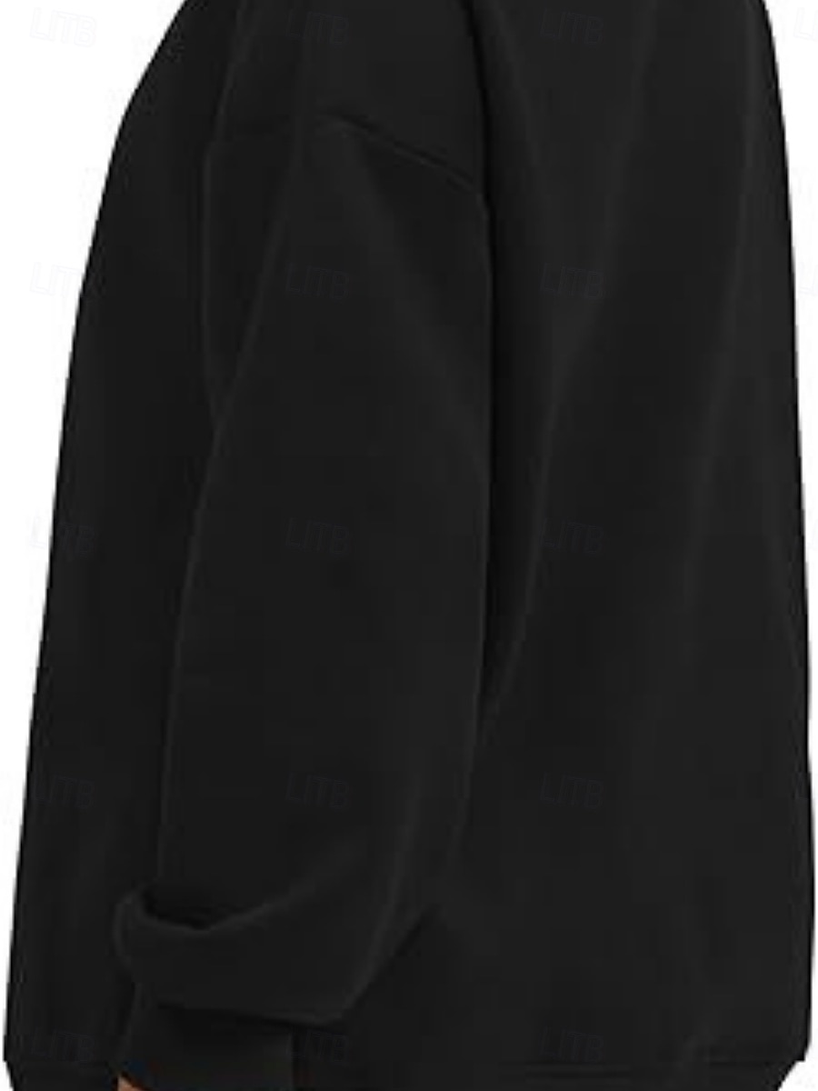 női pulóver alkalmi sima utcai mindennapi ruha legénységi nyakú zseb hosszú ujjú fekete rózsaszín khaki ősz tél 2025 - $29.99 –P6
