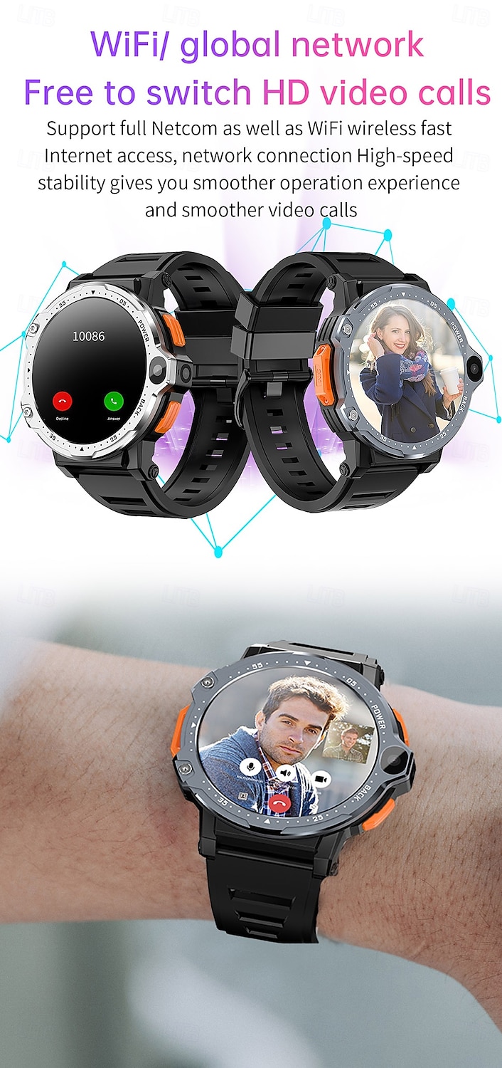 iMosi PG999 Smart Watch 1.54 inch 4G LTE Cellular Smartwatch Phone 4G Pedometer Call Reminder Heart Rate Monitor Compatible with Null Men GPS Long Standby Hands-Free Calls IP 67 43mm Watch Case 2025 - $94.99 –P6