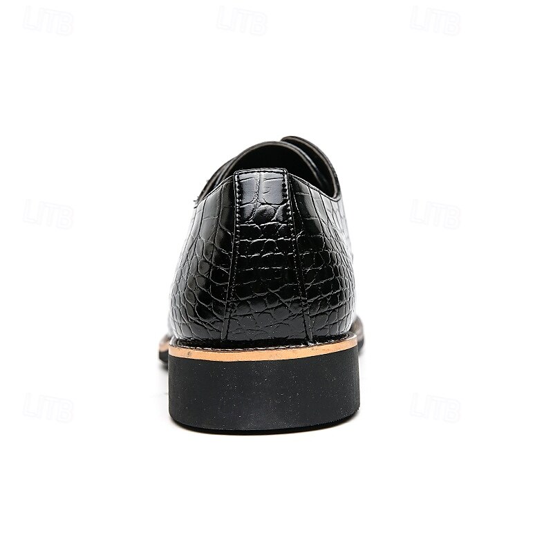 Sapatos oxford masculinos de couro sintético com padrão de crocodilo preto - calçados formais clássicos com cadarço para negócios e ocasiões especiais de 2025 por $46.99 –P6