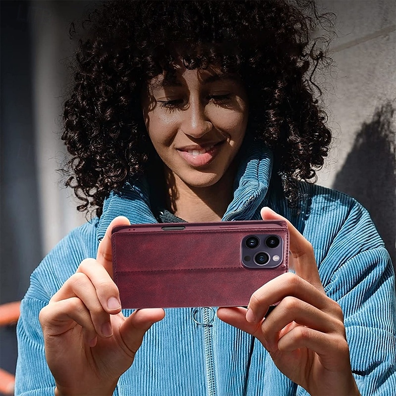 telefon Carcasă Pro iPhone 16 15 14 Pro Max Plus iPhone 13 12 11 Pro Max Mini Flip Cover se stojánkem Magnetické Slot pro kartu Retro TPU PU kůže 2025 - $15.99 –P10