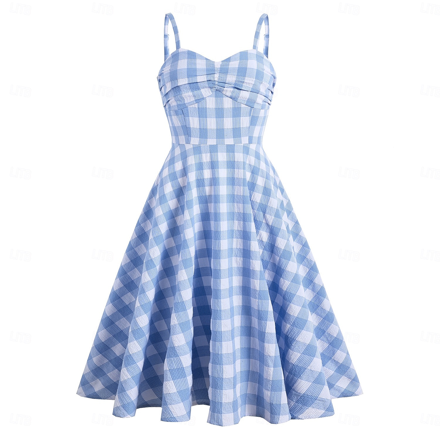 Retro Vintage 1950er Rockabilly Knielang Kleid Swing-Kleid Ausgestelltes Kleid Spaghetti-Träger Tupfen Kariert / Gingham A-Linie Damen Karneval Urlaub Alltagskleidung Junggesellinnenabschiedsparty 2025 - $34.99 –P5