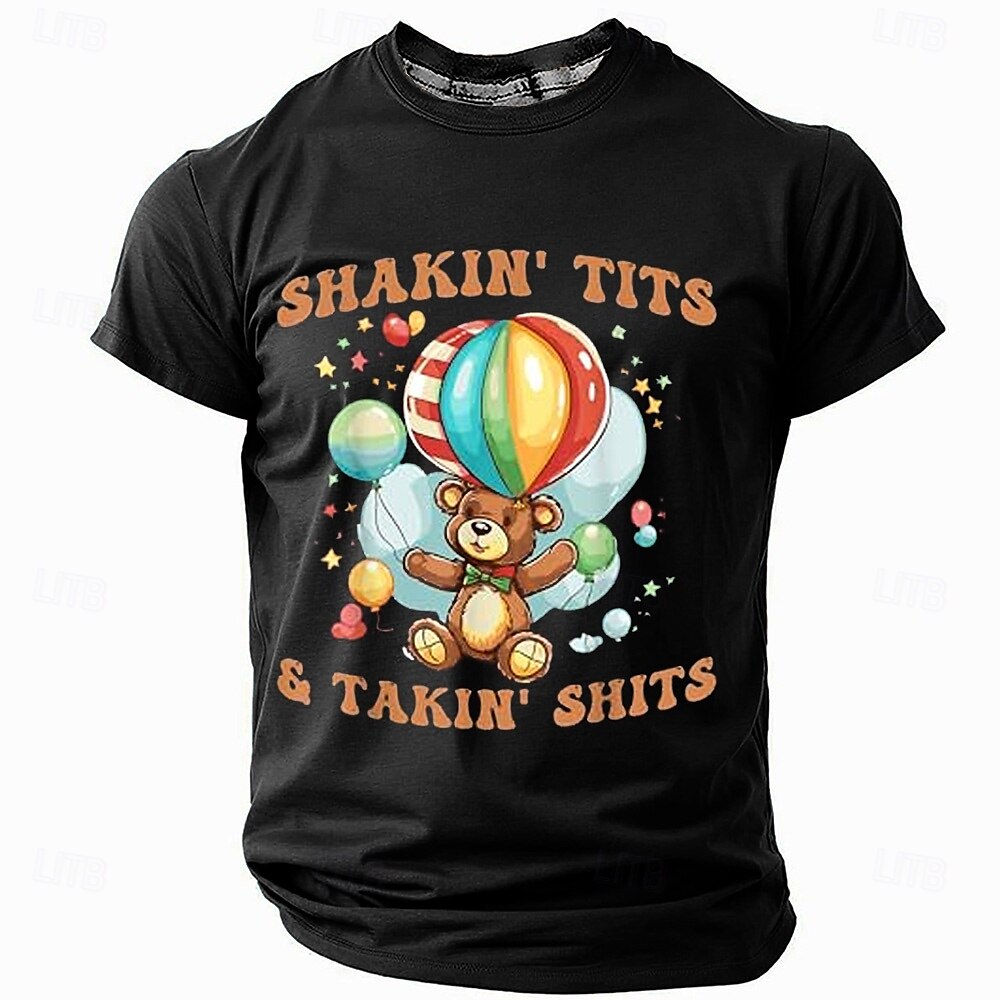 Herre Bjørn Morsom T skjorte Kortermet T skjorte 3D-utskrift Crew-hals Skjorte Mote Daglig Gate Daglig Svart Blå Grønn Sommer Vår Klær S M L XL XXL XXXL 2025 - $17.99 –P1