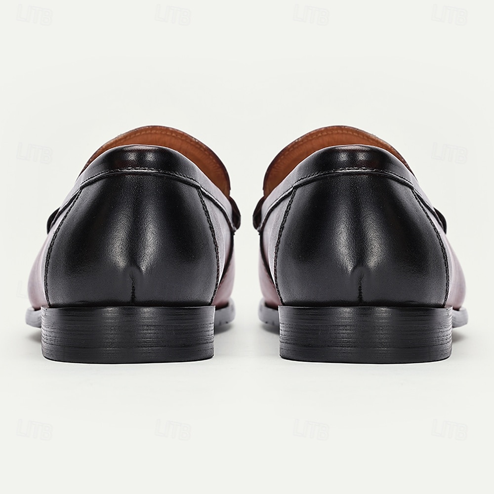mocassini da uomo in pelle bovina di prima qualità con finitura liscia: calzature formali eleganti per lavoro e occasioni speciali del 2025 a $94.99 –P5
