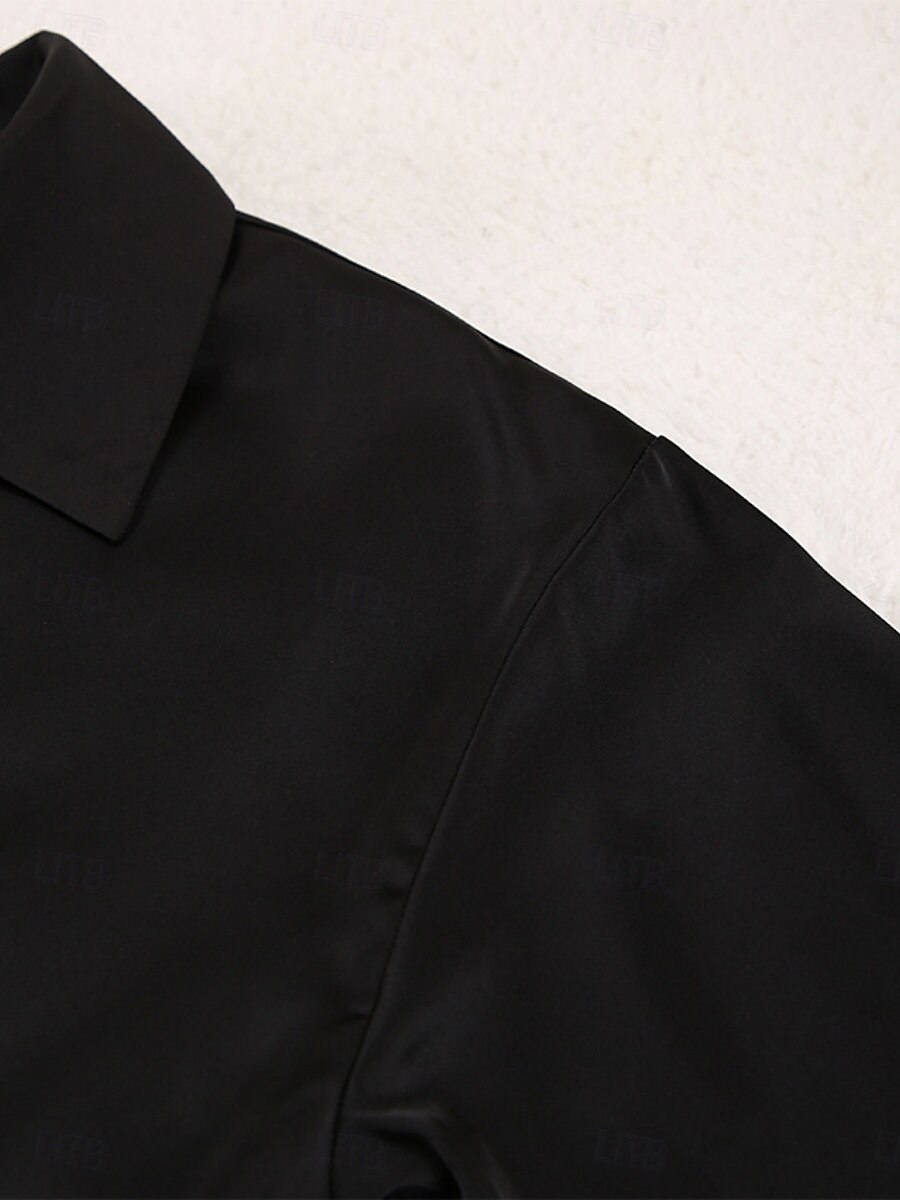 Pentru femei Set pijama Casual Confortabili Culoare pură Butonul sus Talie elastică Cămașă Pantaloni Casă Zilnic Manșon Lung Guler Cămașă Negru Trifoi Vară Primăvară Toamnă Fit regulat 2025 - $54.99 –P10