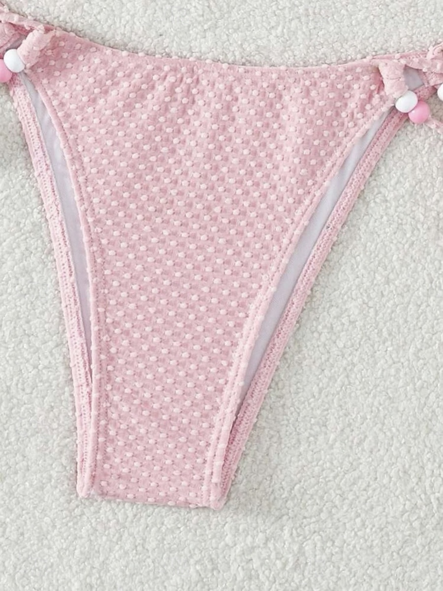 Dames Zwemkleding Bikini 2 stuks String Zwempak Blote rug Slank Vakantie Strand Kleding Effen Kleur Halternek Mouwloos Badpakken 2025 - $22.99 –P6
