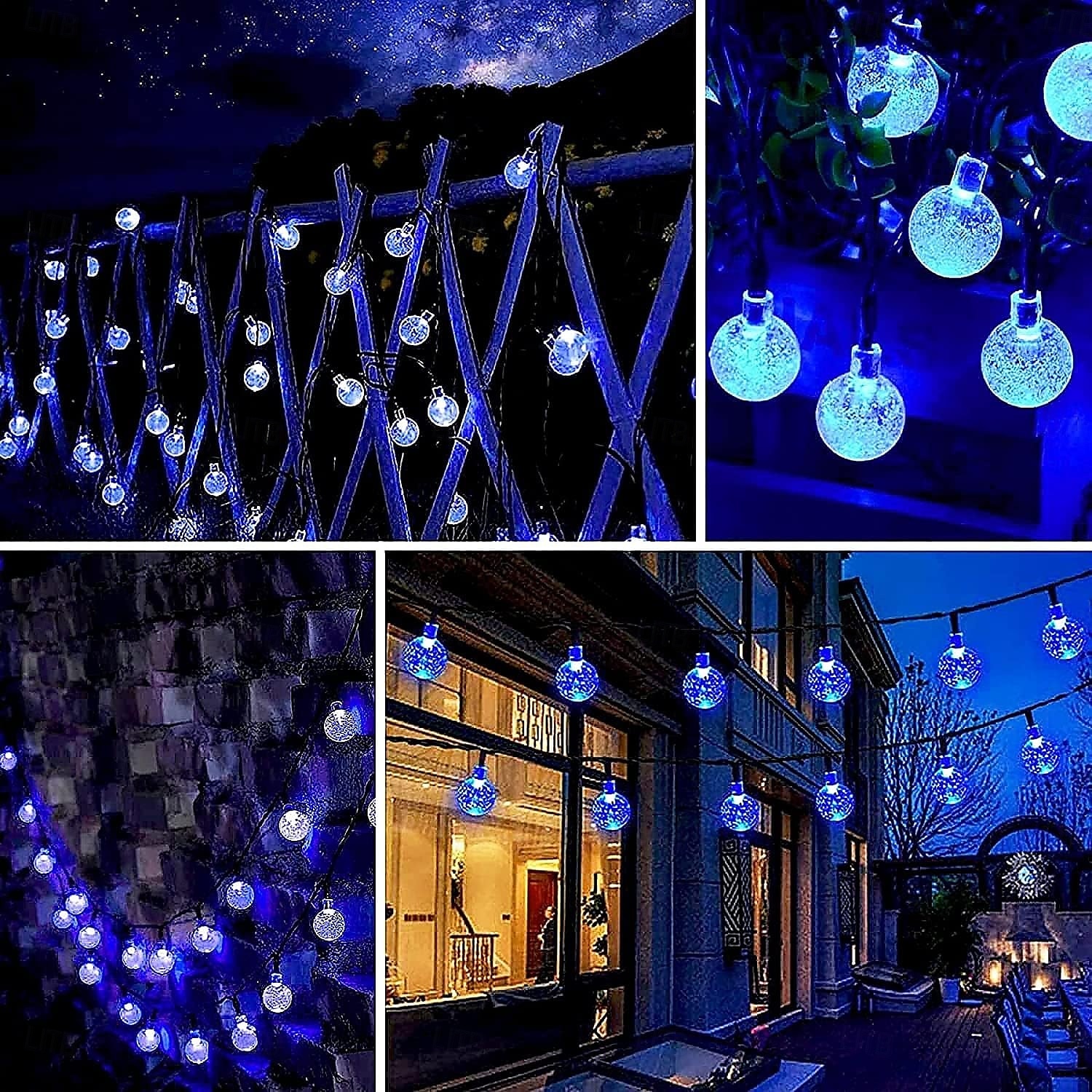 Luzes de corda solares de 7 m, 50 LEDs, el 5 mm, branco quente/branco frio/azul, luzes de festa de fim de ano movidas a energia solar com suporte de montagem para natal, casamentos e eventos ao ar de 2025 por $20.99 –P13