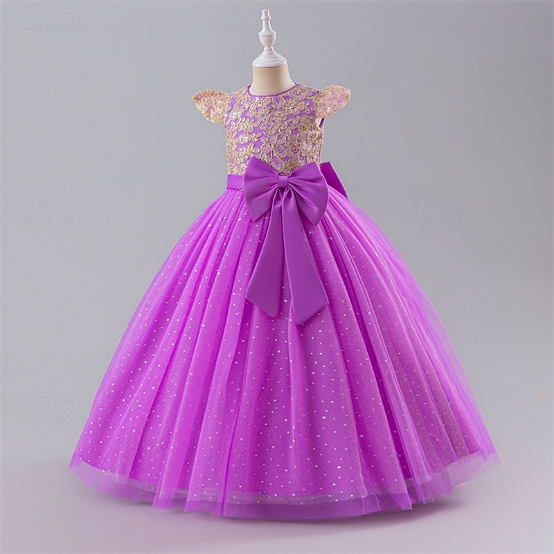 kinderkleidung Mädchen Blumenmädchen Kleid Party Kleid Farbblock Ärmellos Leistung Hochzeit Party Krawattenknoten Schön Süß Polyester Maxi abendkleider Schaukelkleid A Linie Kleid Sommer 4 Jahre + 2025 - $47.99 –P12