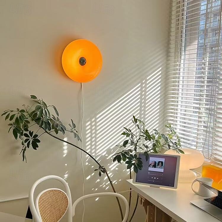 2025年 クリエイティブドーナツ壁取り付け用燭台 24W 丸型 LED 壁取り付けランプ オレンジ色ガラス壁照明器具 モダン 北欧 直径 30cm 円形壁取り付け用燭台  コレクション – $149.99 –P4