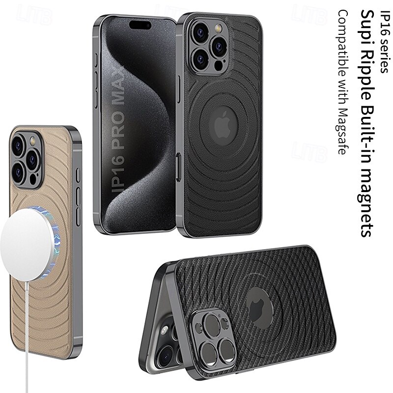 Phone Case For iPhone 16 Pro Max Plus Back Cover Magnetic Support Wireless Charging Shockproof Retro TPU PU Leather 2025 - $22.99 –P1