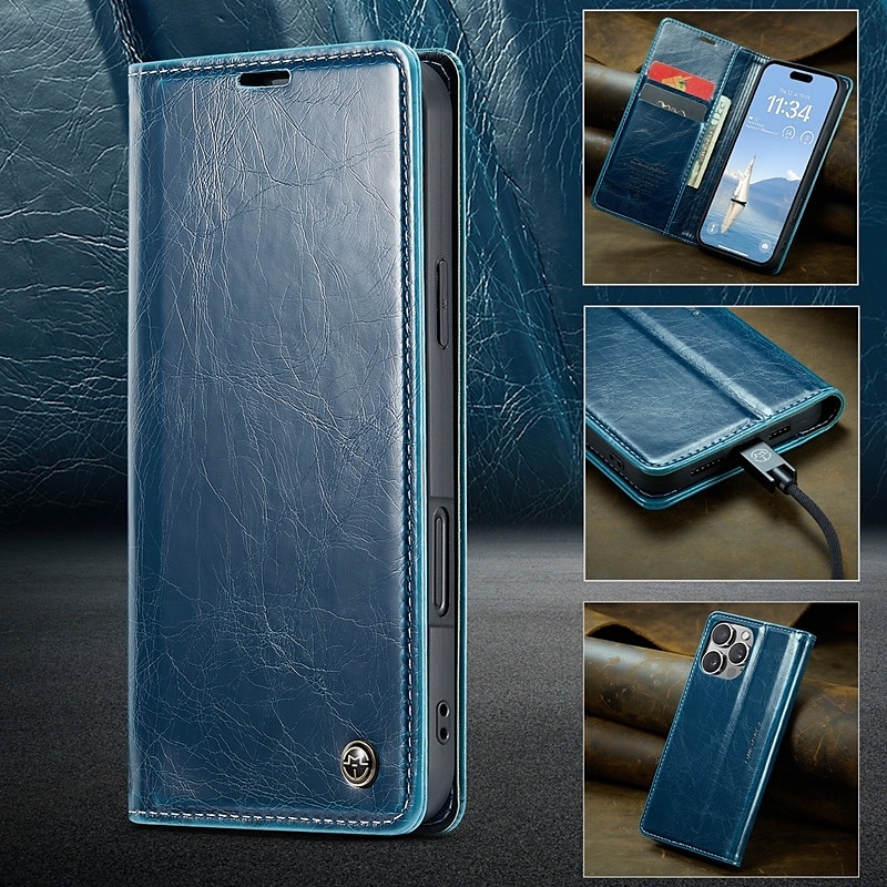 telefon Etui Til iPhone 16 15 14 Pro Max Plus iPhone 13 12 11 Pro Max Flip deksel med stativ Magnetisk Kortspor Kontor / Bedrift TPU PU lær 2025 - $15.99 –P7