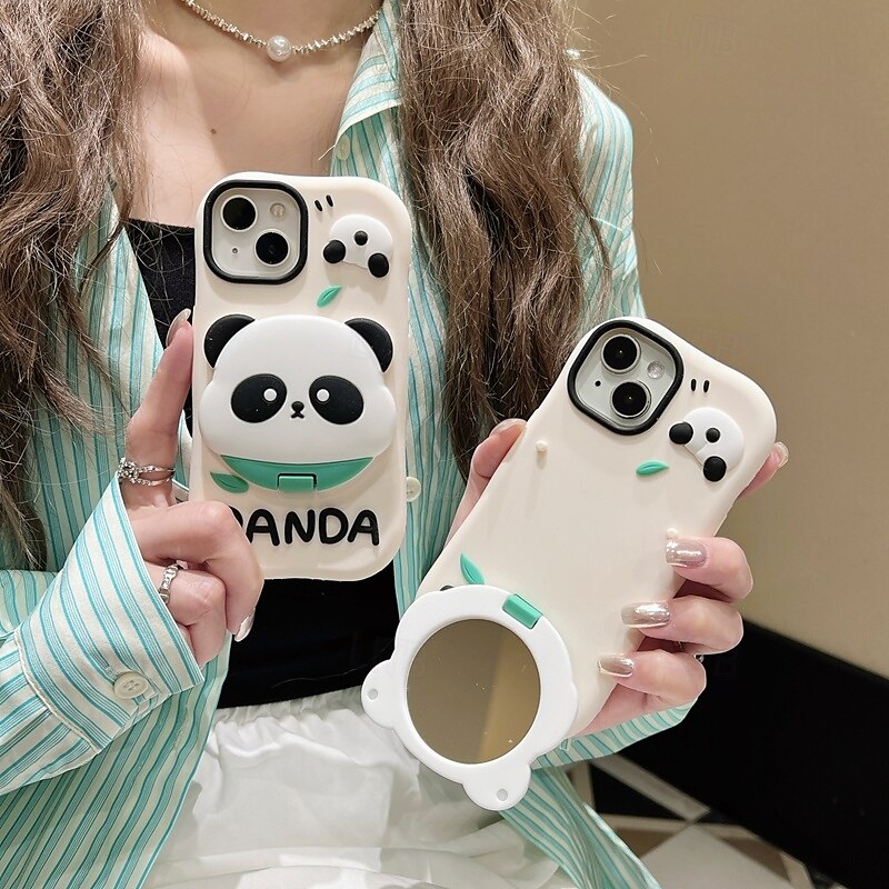 teléfono Funda Para iPhone 15 iPhone 15 Pro Max iPhone 14 Pro Max iPhone 13 12 Pro Max Funda Trasera con Soporte Espejo Antigolpes Retro Silicona 2025 - $16.99 –P3
