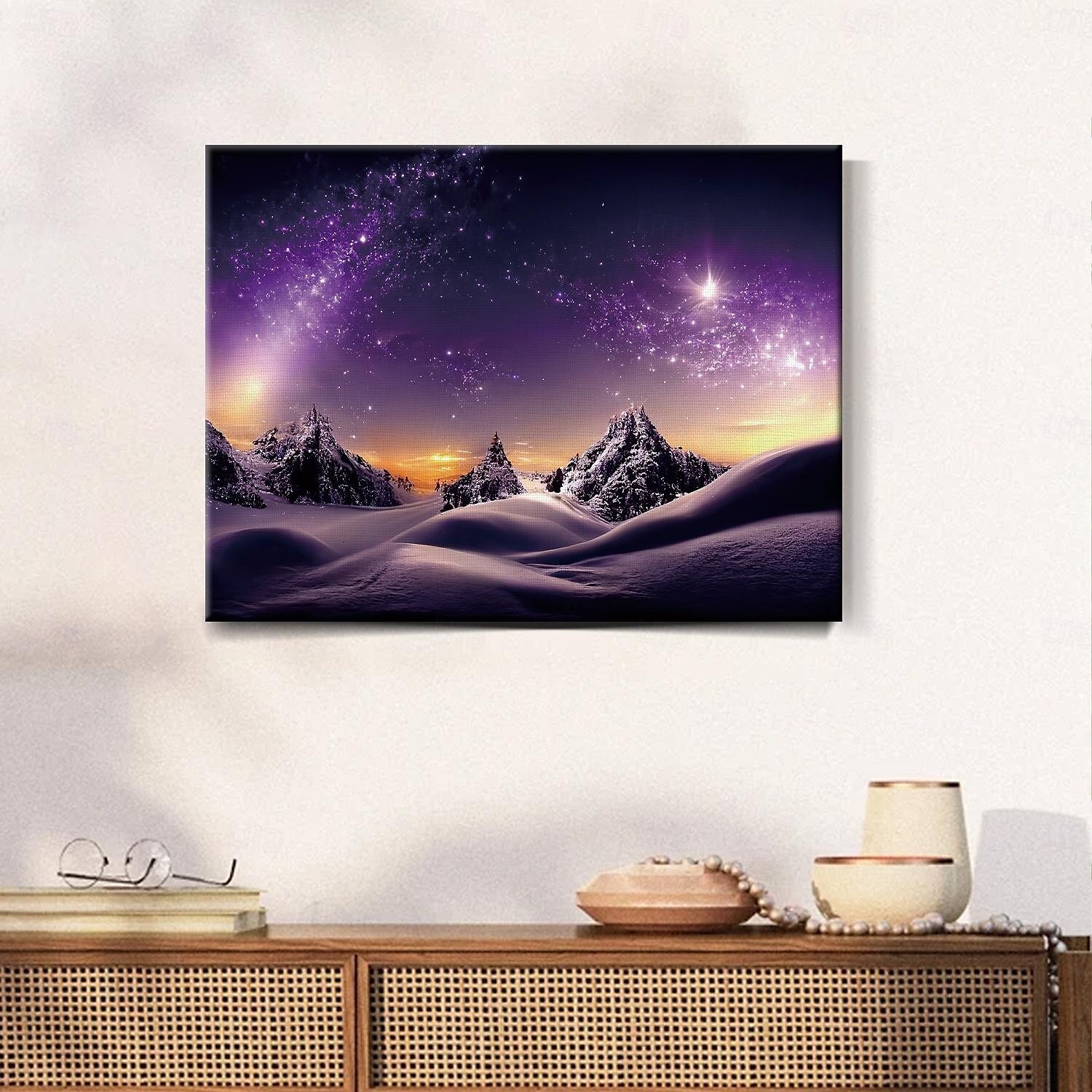 landskap berg galax led canvas väggkonst led upplyst väggdekor 2aa batteridriven upplyst canvas tryck led ljus kök sovrum eller heminredning 2025 - $50.99 –P2