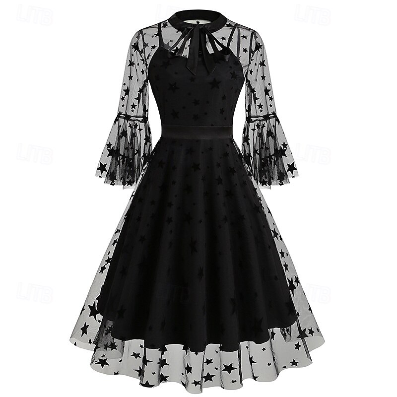 Elegantní Retro 50. léta Šaty Maškarní Výšivka Květiny Dámské Karneval Nový rok Plesová maškaráda Běžné / Denní loučení se svobodou nevěsty Dospělé Šaty 2025 - $48.99 –P20