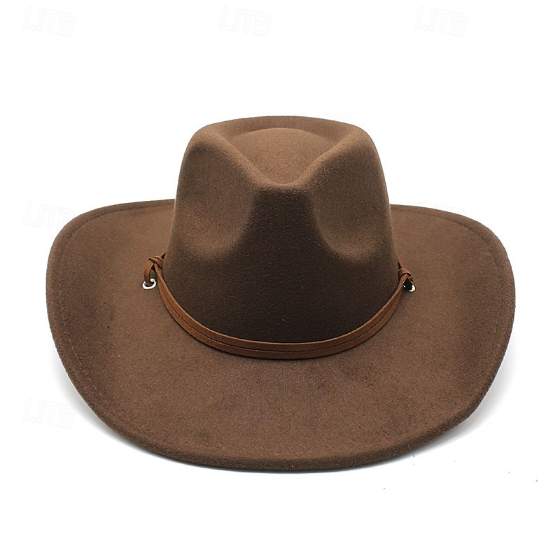 Homme Chapeau de soleil Chapeau de cowboy Chapeau Fedora Trilby Noir Rouge Laineux Le style rétro Mode 18ème siècle État du Texas du quotidien Le thème de la fête Couleur unie / unie Ecran Solaire de 2025 ? $20.99 –P5