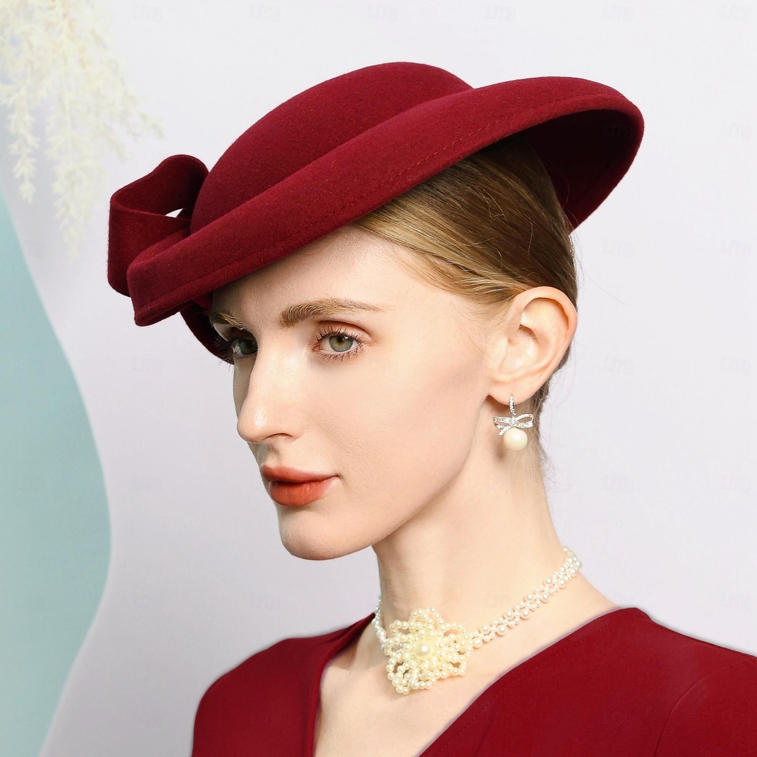 hattar 100 % ull fedora hatt fat hatt bröllop tefest elegant bröllop med pilbåge skarvning huvudbonader huvudbonader 2025 - $46.99 –P10