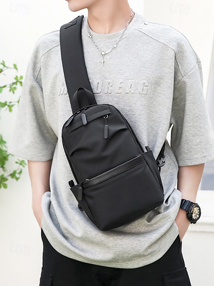 Pánské Crossbody kabelka Taška přes rameno Na rameno Nylon Venkovní Běžné / Denní Zip Více kapes Velká kapacita Lehká váha Pevná barva Černá Modrá Šedá 2025 - $19.99 –P2