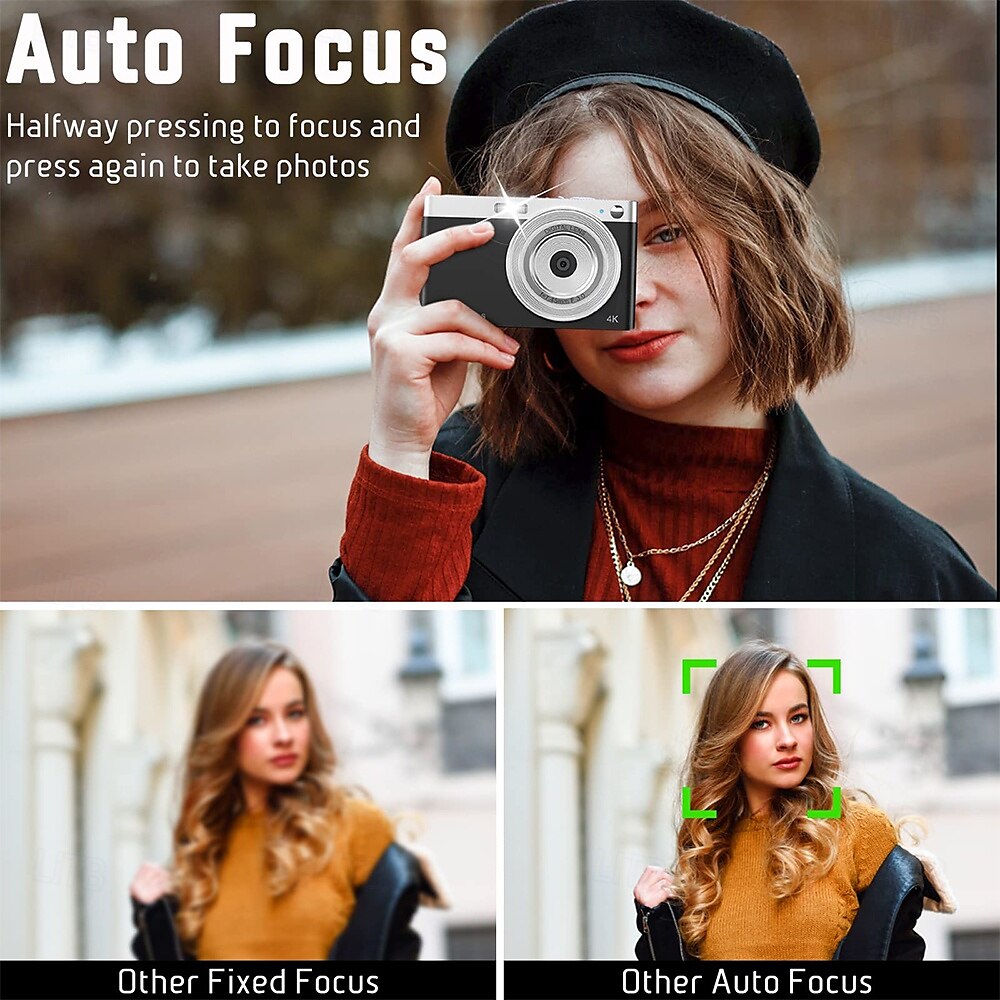 4k digitale camera video camcorder 50mp 2.88inch ips scherm autofocus 16x zoom anti-shake gezichtsdetectie glimlach capture 2025 - $79.99 –P4