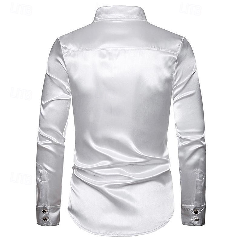 Men's Shirt Dress Shirt Button Up Shirt Plain Wedding Party Black White Red Blue Long Sleeve Lapel Spring &  Fall Clothing Apparel Sequins 2025 - $23.99 –P16
