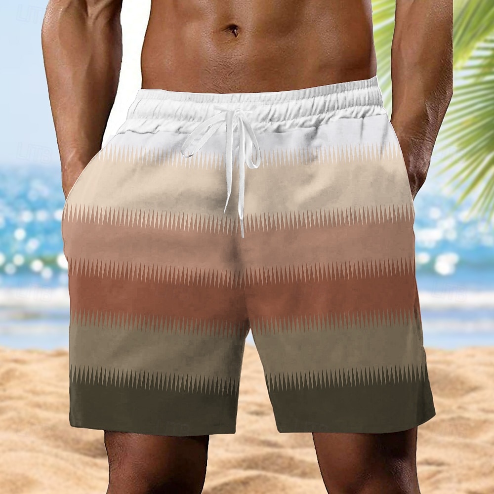Férfi Színes Színátmenet színe Izzadt nadrág Strand rövidnadrág Terry Shorts Közepes csípő Szüret Alkalmi Napi Szabadság Utcai öltözék Zsinór Rugalmas derék 3D nyomtatás Tervező Ruházat 2025 - $19.99 –P1