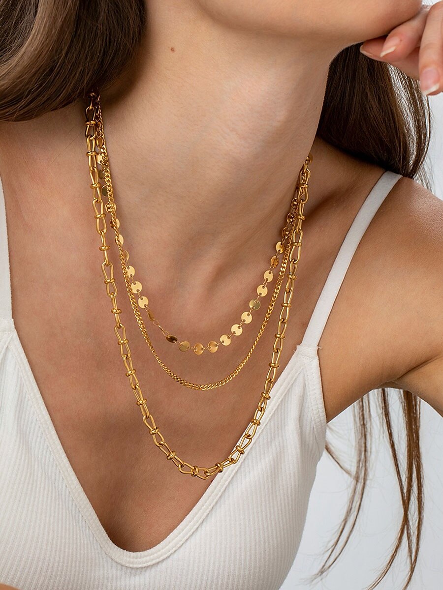 Necklace Chrome Gold Women's Elegant Fashion Layered Wedding irregular Necklace For Wedding Party 2025 - $14.99 –P2