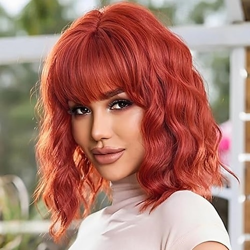 peruca com franja perucas para mulheres bob peruca encaracolada comprimento dos ombros parte do meio perucas de fibra sintética resistente ao calor de aparência natural para uso diário em festas de 2025 por $18.49 –P5