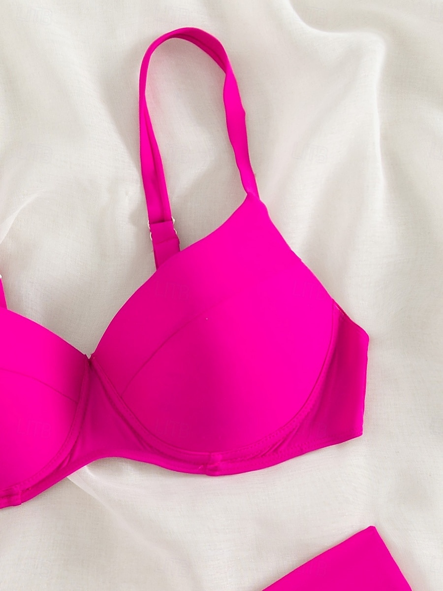 Damen Badeanzug Bikinis 2 Stück Cheeky-Bikinihose Bademode Rückenfrei Schlank Urlaub Strandbekleidung Feste Farbe Halfterhals Ärmellos Badeanzüge 2025 - $26.99 –P5