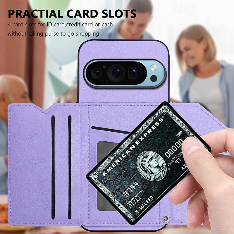 телефон Кейс для Назначение Пиксель 9 Про Pixel 9 ProXL Pixel 8 Pro Pixel 8 Пиксель 9 Кейс на заднюю панель со стендом с ремешком Разъем для карты Ретро ТПУ Кожа PU 2025 - $16.99 –P14