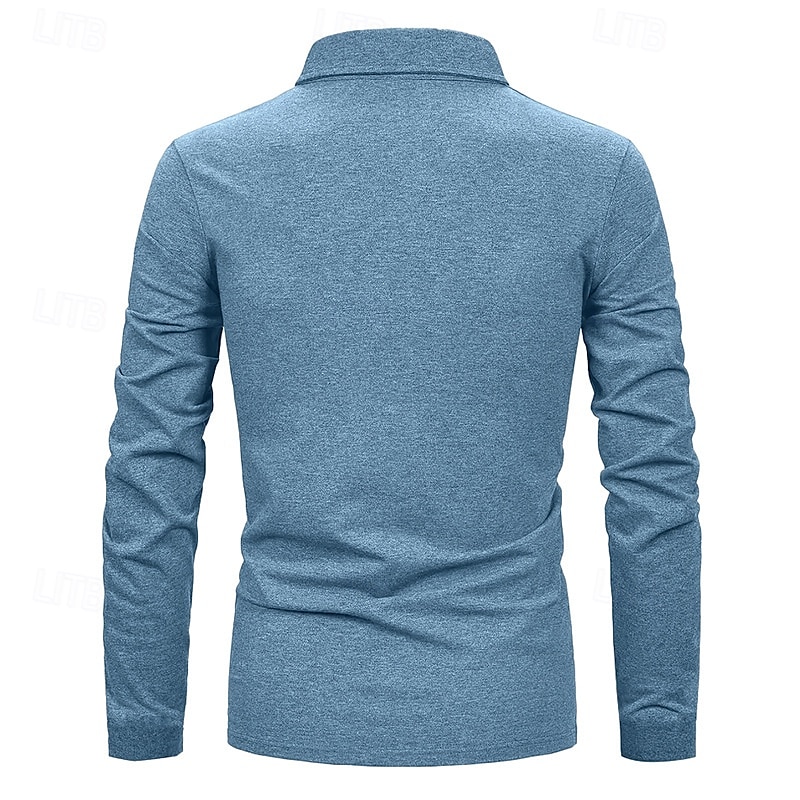 Herren Golfhemd Golf Poloshirts Arbeit Casual Kargen Langarm Basic Modern Farbblock Patchwork Knopf Frühling & Herbst Regular Fit Königliches Blau Blau Dunkelgrau Khaki Hellgrau Hellblau Golfhemd 2025 - $25.99 –P3