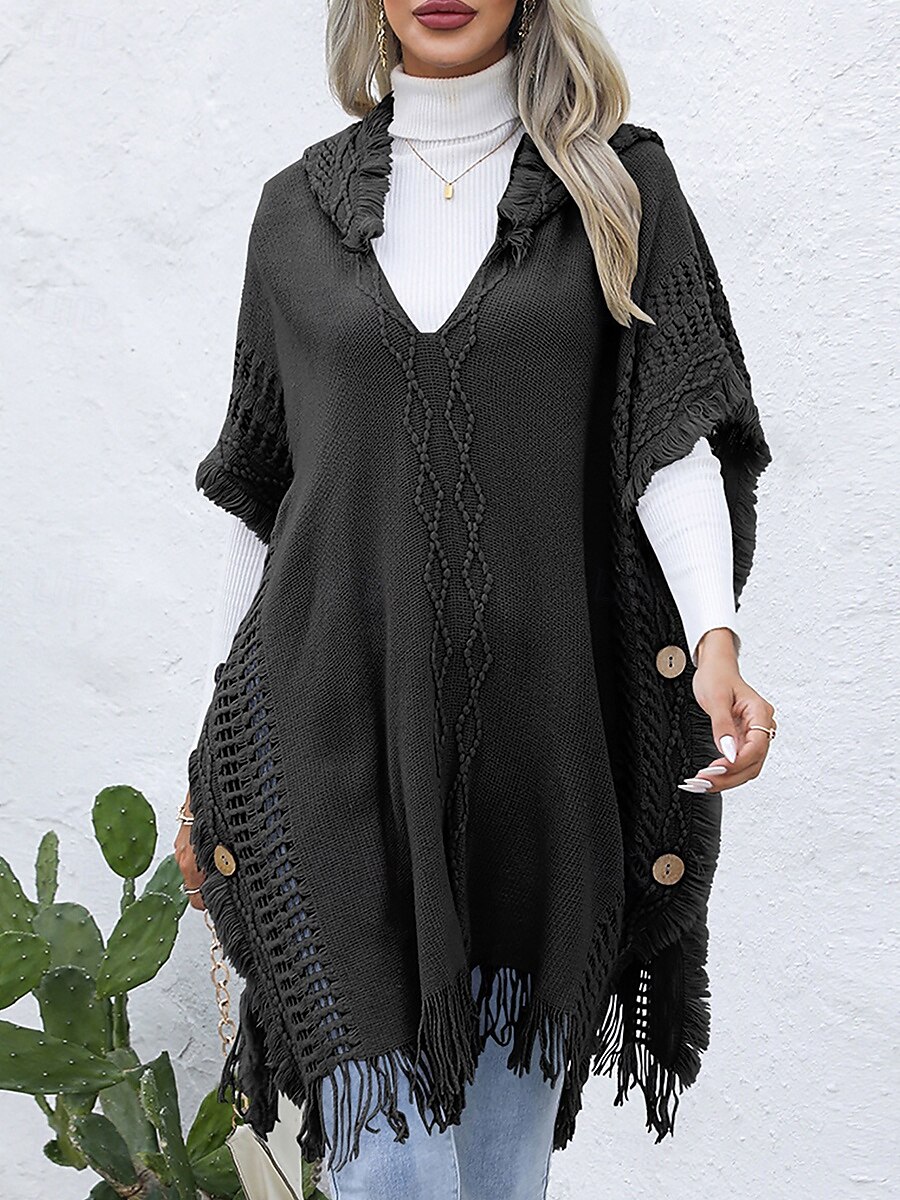 Femme Pullover Décontractées Couleur unie A côtes Col V Patchwork Franges Sans Manches Sans Manches Hauts longs Tricoter Extérieur Rendez-vous Noir Vert Printemps Automne de 2025 ? $28.99 –P7