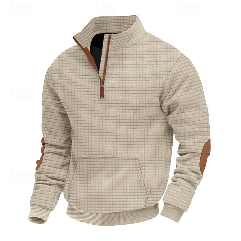 Herren Sweatshirt Pullover Sweatshirt mit Viertelreißverschluss Schwarz Marineblau Khaki Hellgrau Dunkelgray Troyer Halber Reißverschluss Glatt Sport & Natur Täglich Festtage Strassenmode Cool Retro 2025 - $31.99 –P1