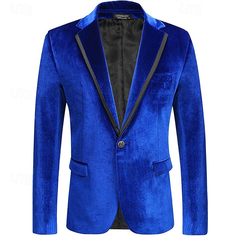 Pánské Blejzr Sametové blejzry Obchod Koktejlový večírek Svatebnívečírek Módní Na běžné nošení Jaro & podzim Polyester Pevná barva Kapsy Knoflíky Pohodlné Jednořadé Blejzr Černá Rubínově červen 2025 - $58.99 –P5