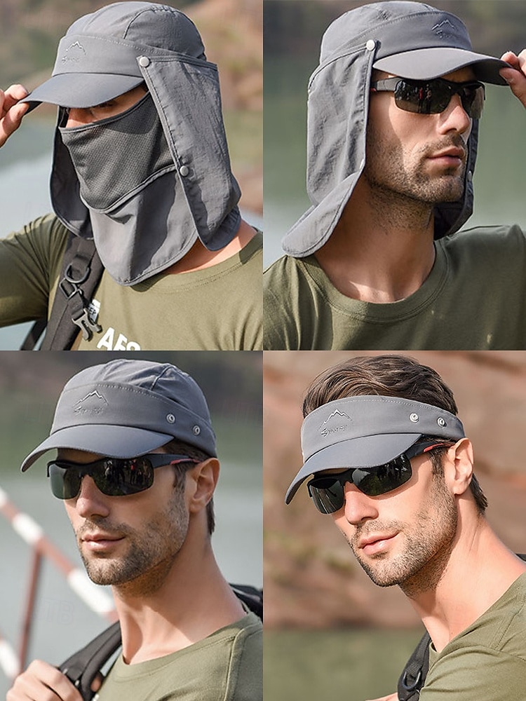 Sombrero para el sol convertible para hombre con solapa para el cuello y cubierta facial desmontable, gorra liviana con protección UV para caminatas al aire libre, pesca y campamentos. 2026 - $14.99 –P1