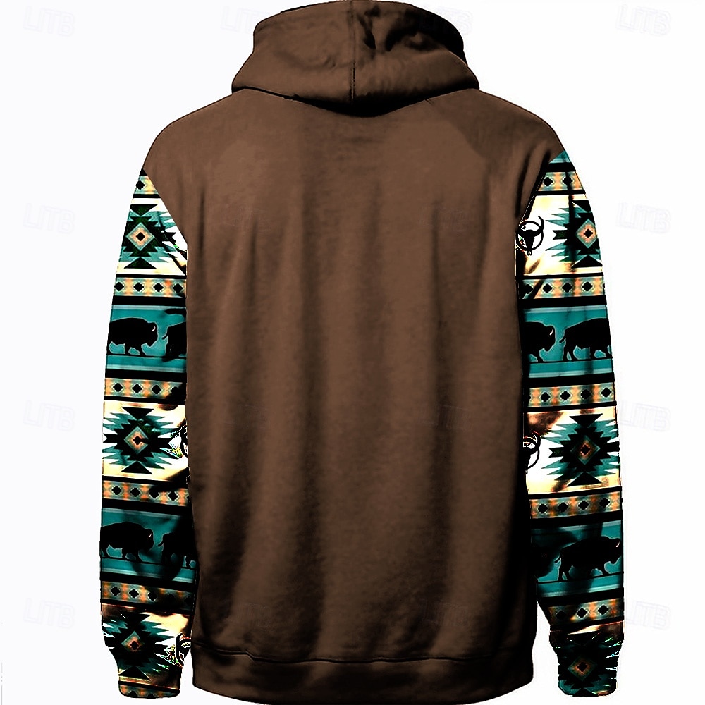 Per uomo Azteca Cowboy Felpe Felpa Soprabiti Felpa con cappuccio Girocollo Etnico Stampa 3D Per eventi Abbigliamento di strada Nero Blu A cordoncino Autunno Inverno progettista del 2025 a $29.99 –P2