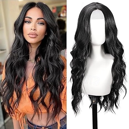 parrucca per donna parrucche lunghe ricce ondulate dall'aspetto naturale parrucca sintetica in fibra resistente al calore, parrucca con attaccatura dei capelli in pizzo per uso quotidiano cosplay del 2025 a $19.99 –P2