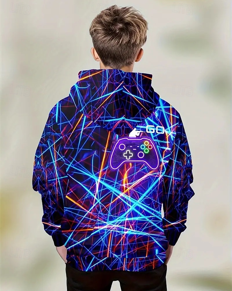 Chlapecké 3D Grafika Hry Kapuce Dlouhý rukáv Jaro Podzim Módní Šik ven Děti 4-12 let Kapuce Venkovní Ležérní Denní Běžný 2025 - $18.99 –P2