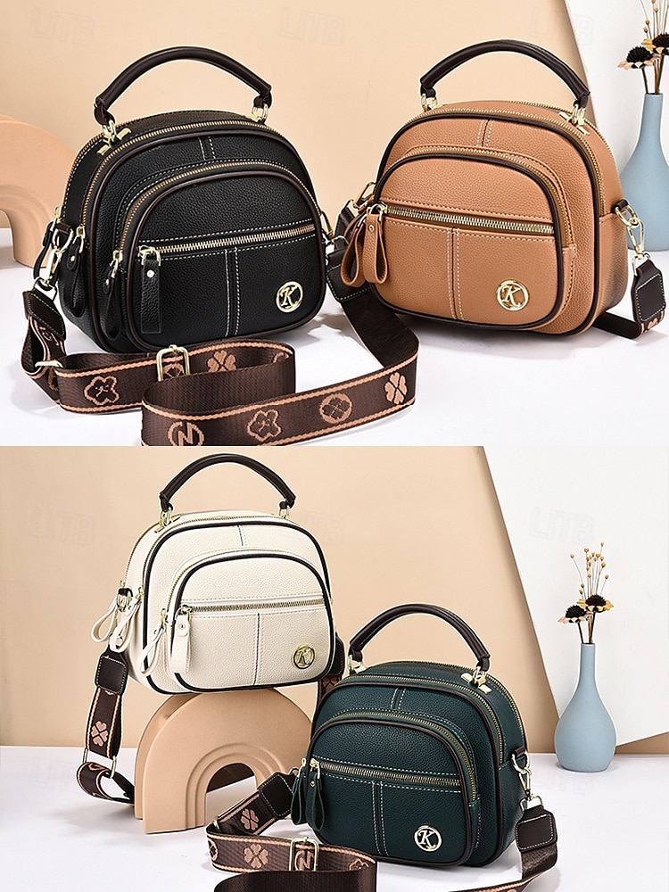 borsa a tracolla da donna in similpelle rossa con tracolla regolabile, più scomparti con cerniera e design compatto: perfetta per lavoro, viaggi e uso quotidiano del 2025 a $34.99 –P2
