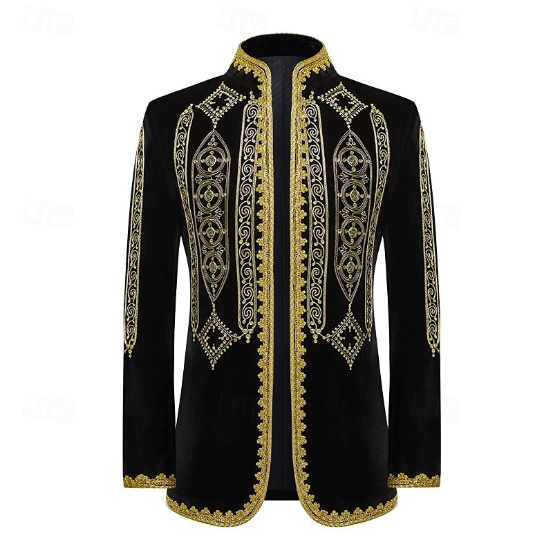Elegante Vintage Vittoriano Cappotto Mascherata Abbigliamento esterno Principe Corrina vittoriana Ricamato Ricamo Vintage Per uomo Reale Stile Steampunk Capodanno Mascherata Feste Carnevale di Venezia del 2025 a $83.99 –P2