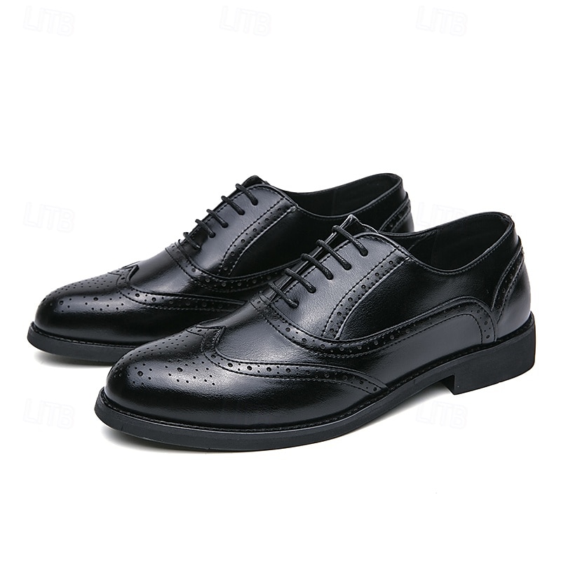 Herresko med tofarget vingetupp i oxford-brogues i brunt og hvitt, ekte skinn med gatsby-inspirerte vintage-sko fra 1920-tallet til bryllup, jazzfester og formelle arrangementer 2025 - $46.99 –P4