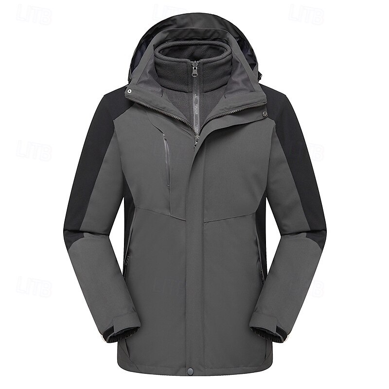 Hombre Chaqueta Softshell Chaqueta para senderismo Invierno Al aire libre Bloque de color Resistente al Viento Resistente al Agua Chaquetas 3-en-1 Chaquetas de Lana Chaqueta cortavientos Viaje Negro 2025 - $78.39 –P12