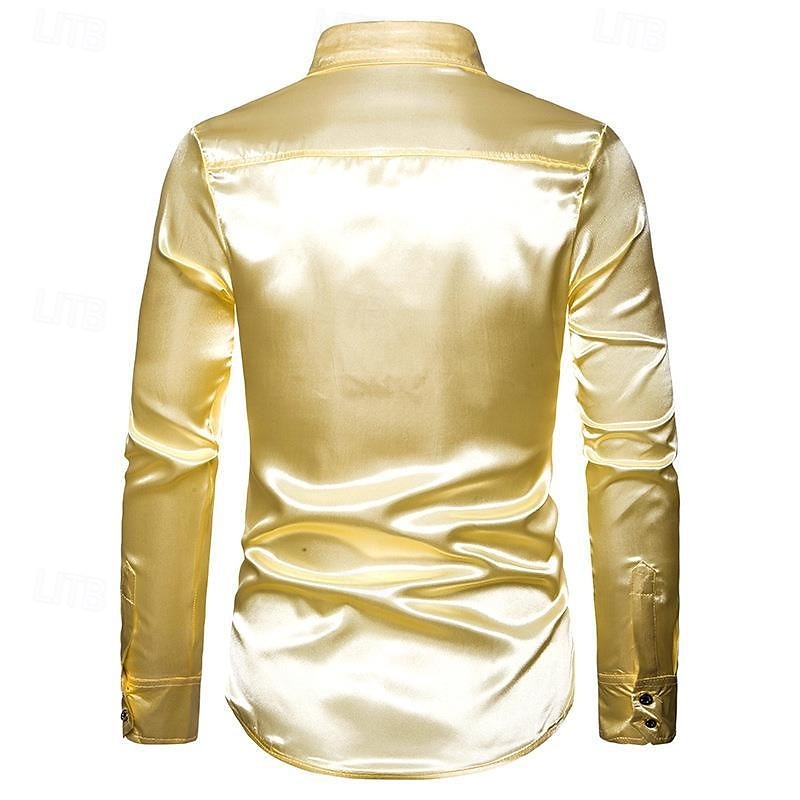 Men's Shirt Dress Shirt Button Up Shirt Plain Wedding Party Black White Red Blue Long Sleeve Lapel Spring &  Fall Clothing Apparel Sequins 2025 - $23.99 –P4