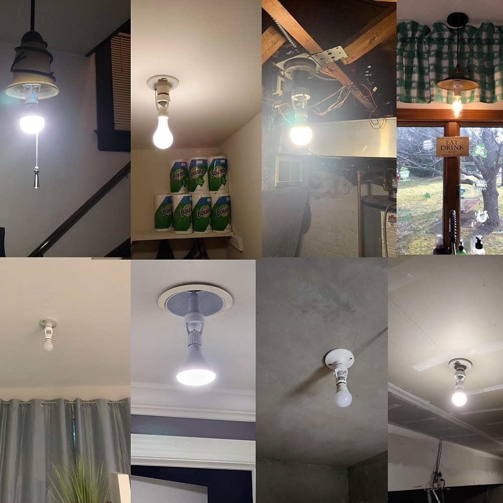 Portalámparas con sensor de movimiento, adaptador de portalámparas inteligente E26/E27, control de luz de encendido y apagado automático, adecuado para garaje, sótano, porche, trastero 2025 - $14.99 –P1