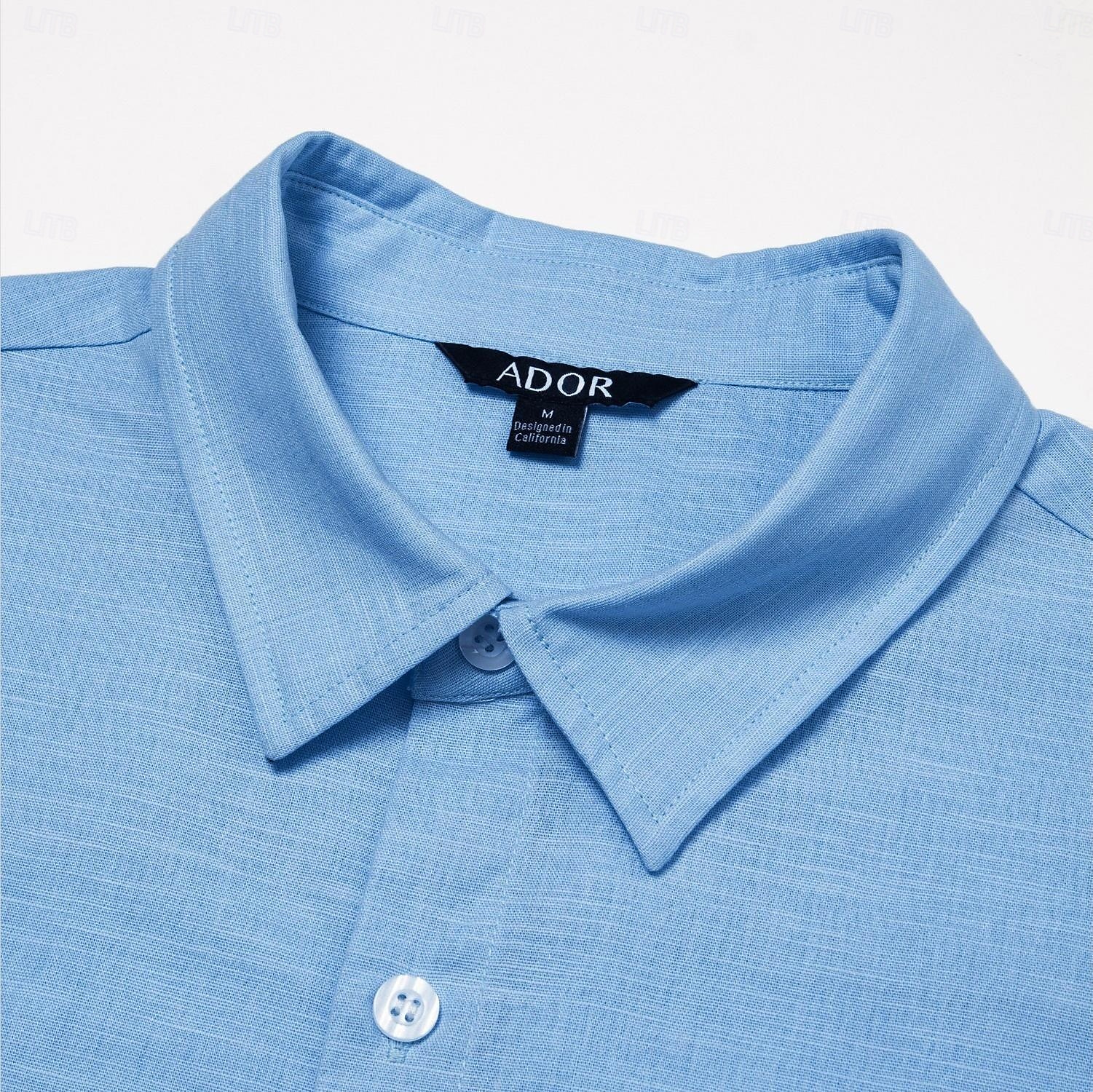 Per uomo Camicia Palma All'aperto Vacanza Bianco Blu Manica Lunga Collo ripiegato Estate Primavera Abbigliamento del 2025 a $37.99 –P12