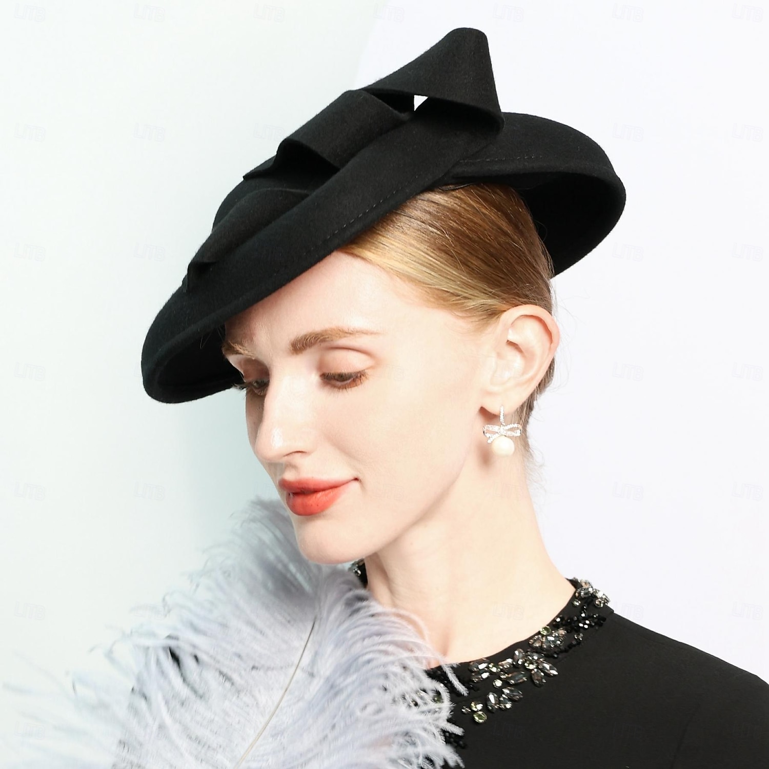 hattar 100 % ull fedora hatt fat hatt bröllop tefest elegant bröllop med pilbåge skarvning huvudbonader huvudbonader 2025 - $46.99 –P14