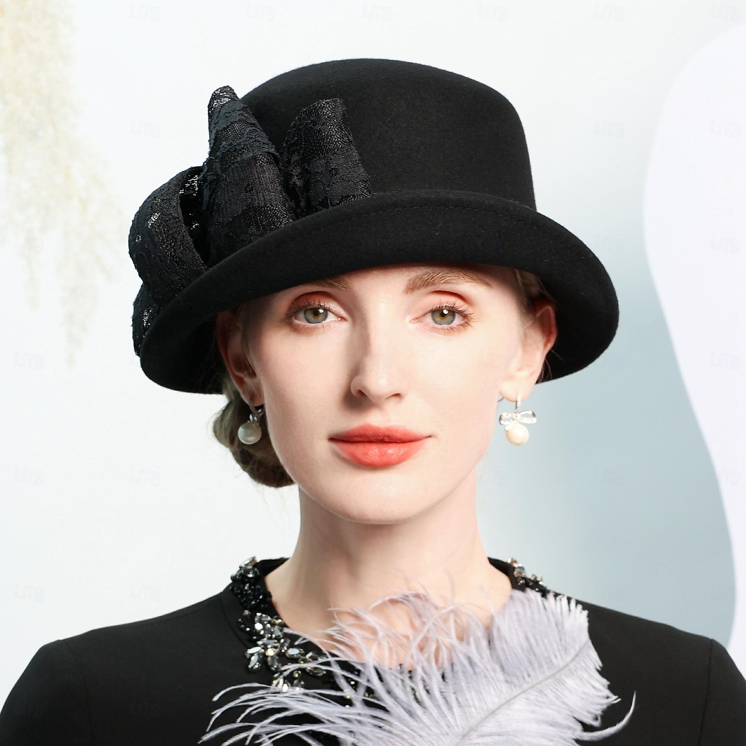 kalapok 100% gyapjú tányér / cloche sapka esküvői tea party elegáns esküvő csípős fejfedővel 2025 - $46.99 –P15