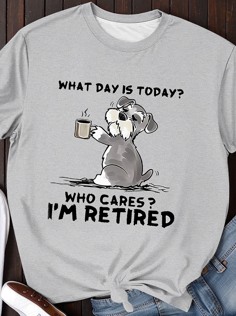 Pentru femei Tricou Câțel Scrisă Casual Manșon scurt Rotund Topuri obișnuite Zilnic Imprimeu Gri Vară 2025 - $19.99 –P3