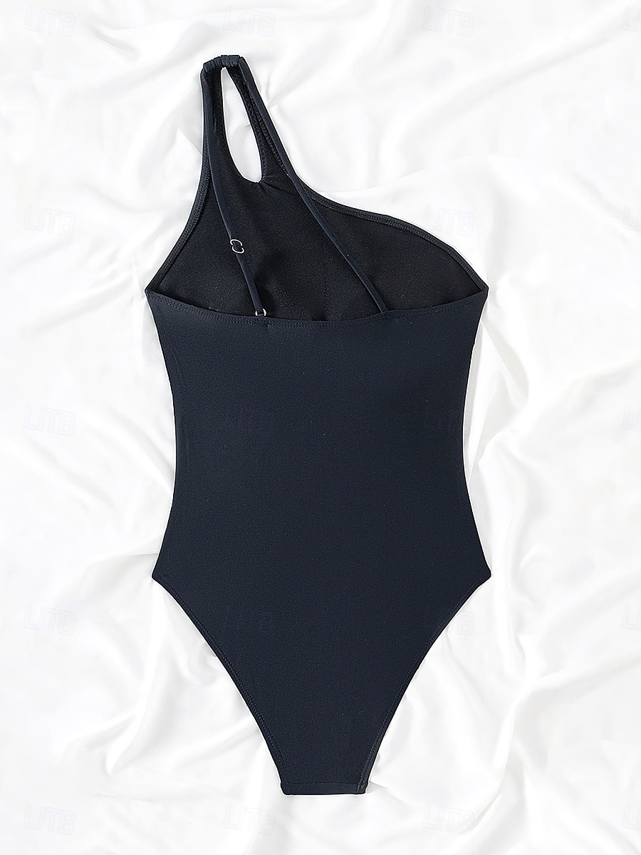 Pentru femei Costume de Baie O bucată Monokini Costum de baie Fără Spate Controlul abdomenului Talie Înaltă Zvelt Vacanță Costum de plajă Culoare solidă Gât asimetric Fără manșon Costume de baie 2025 - $24.99 –P4